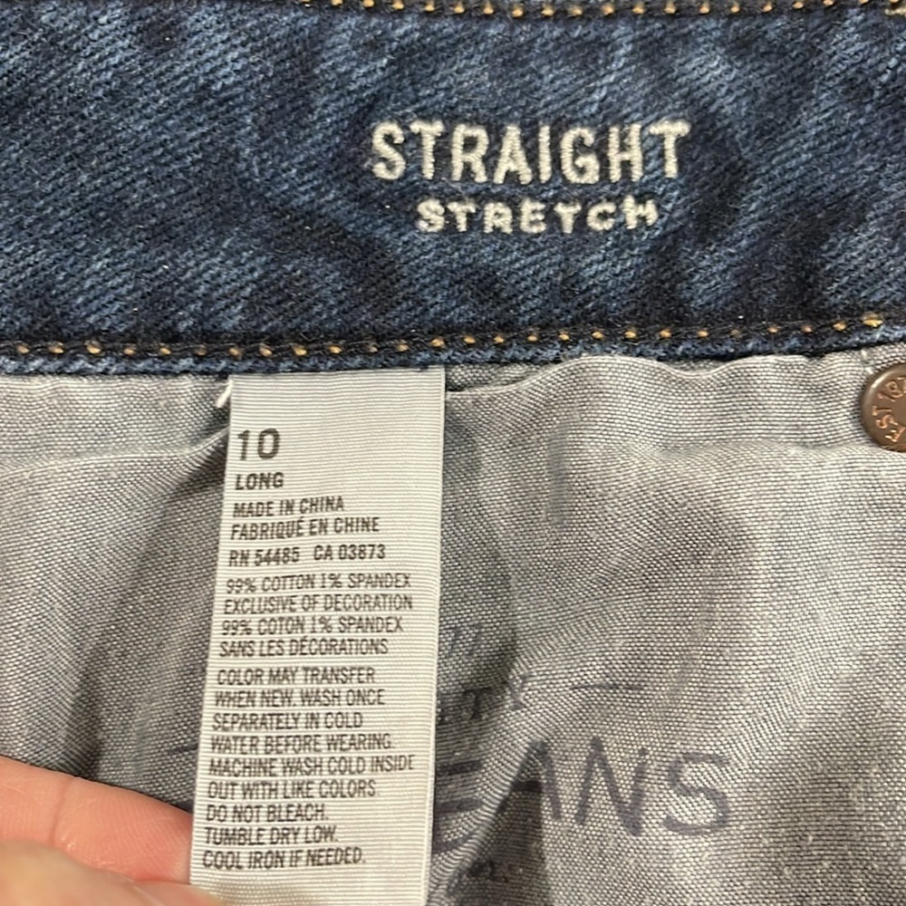 AMERICAN EAGLE Retro Low Rise Straight Stretch Jeans Blue Dark Wash Denim 10 - Picture 8 of 9
